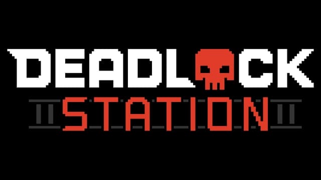 Pixelated font with skull icon replacing "O," red and white color scheme.