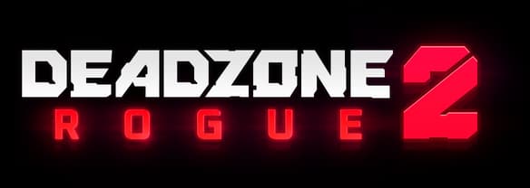 Deadzone Rogue 2: bold angular sci-fi lettering with beveled shading, red neon 2.