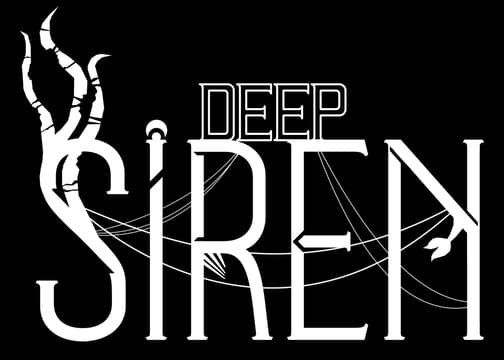 Deep Siren: Distressed serif lettering with wave-line cross strokes and tall caps.