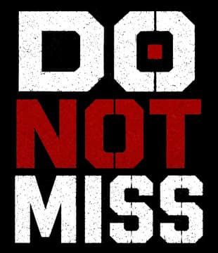 DO NOT MISS: Stacked bold stencil lettering, gritty distressed texture, red NOT accent.