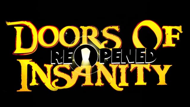Bold, yellow medieval font with glowing outline and keyhole accent.