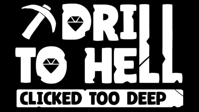 Blocky, bold text with pickaxe and gem icons integrated. Broken edges.