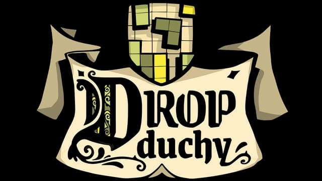 Stylized medieval font with ornate details and a tiled helmet element.