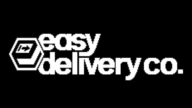 Hexagonal box design with an arrow; bold, lowercase sans-serif font; minimalist style.