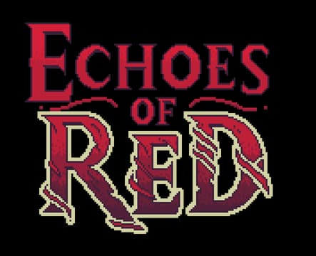 Echoes of Red: Bold pixelated font with shadow effects and rugged line accents.