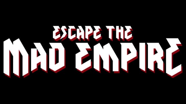 Bold, angular font with red shadows, creating a heavy metal 3D effect.