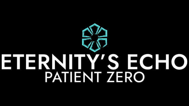 Stylized modern font with hexagon symbol, sleek white and cyan design.
