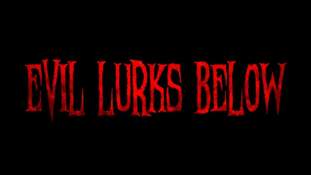 Red distressed text with jagged edges, creating a sinister effect.