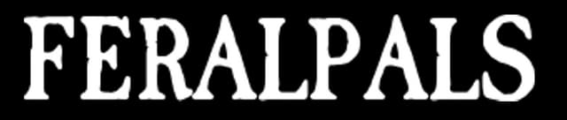 FERALPALS: Bold serif letters with heavy contrast and slightly beveled edges.