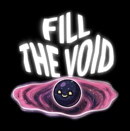 Fill The Void: Rounded chunky title above a glossy purple vortex with starry face orb.