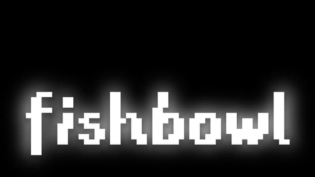 "Pixelated white text with thick shadow effect, evoking a retro vibe."