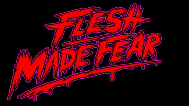 Red lettering with jagged, dripping edges, outlined in bold purple.