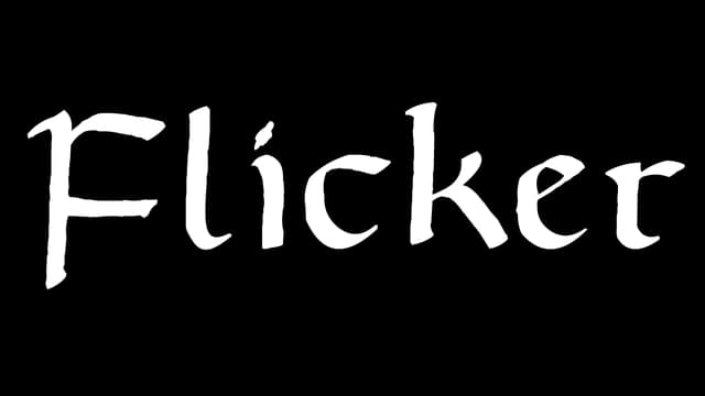 Calligraphy style with ink pen strokes and irregular letter shapes.
