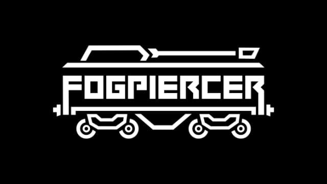 Stylized blocky font resembling a locomotive, angular accents.