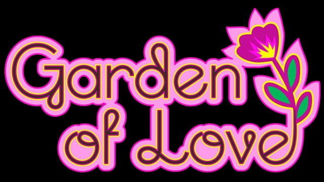 Stylized rounded font with floral accents and vibrant pink outline.