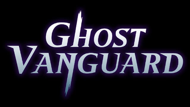 Ghost Vanguard: Bold serif lettering with sword-like vertical slash and glow outline.