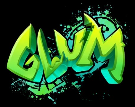 Bold, green graffiti style with sharp angles and shadow effects.