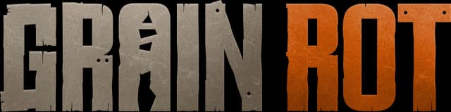 GRAIN ROT: Tall block letters with gritty weathered texture; ROT in burnt orange.