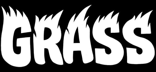 Grass: Chunky rounded all-caps letters with rough edges and slight shadow depth.