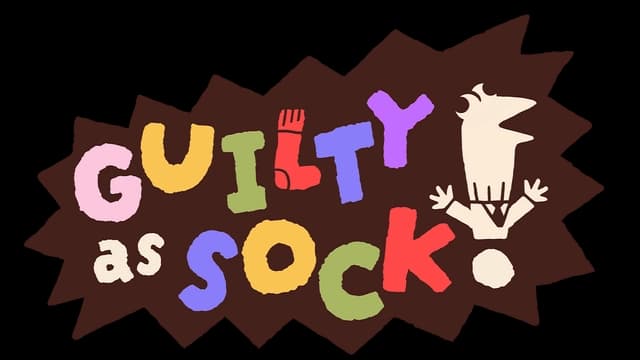 Colorful block letters; "L" is a sock, exclamation is a suit-clad sock puppet.