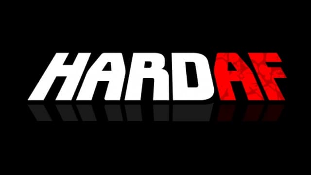 Bold, slanted text with a shadow effect. "AF" in red with cracked texture.