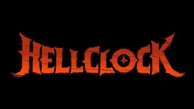 Gothic font with fiery texture, rough edges, and star detail in "O".