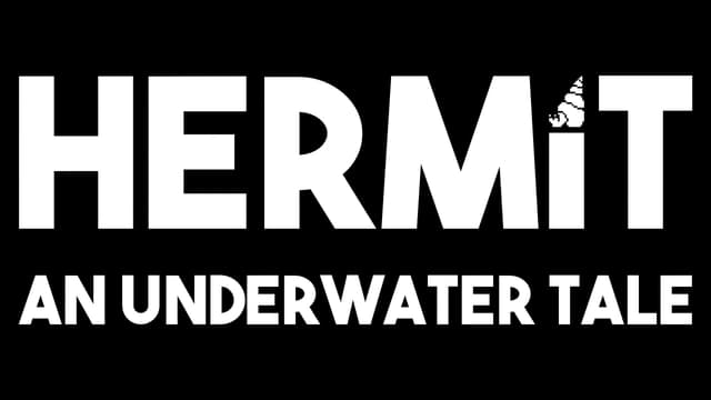 Bold, blocky font; hermit crab replaces the dot on the "i".