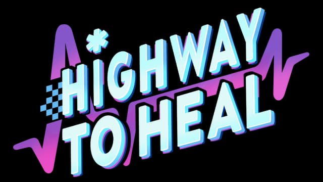 3D bold blue text with a pink heartbeat line, accented with a checkerboard pattern and asterisk.
