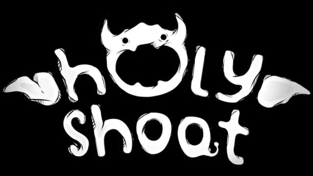 Playful white text with bat-like wings and whimsical horns.