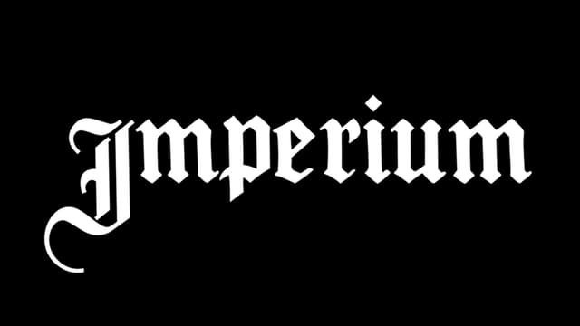 Gothic-style font with bold, intricate lettering design.