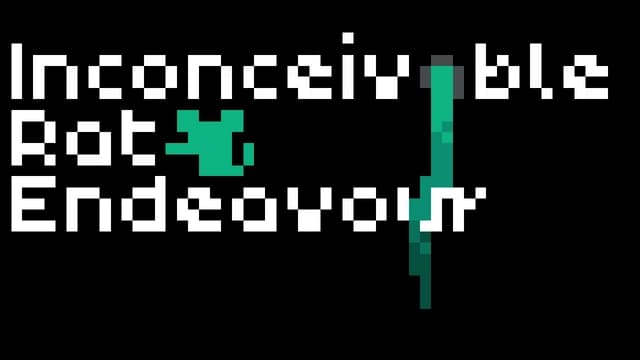 Pixelated blocky letters with green pixel rat and sewer drip graphics.