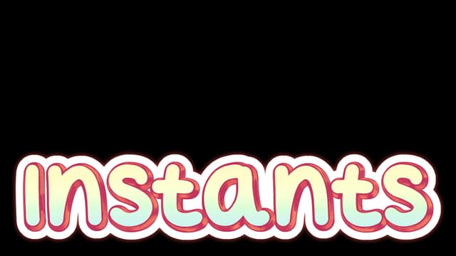 Rounded, playful font with pastel gradient; bold white and red outline.