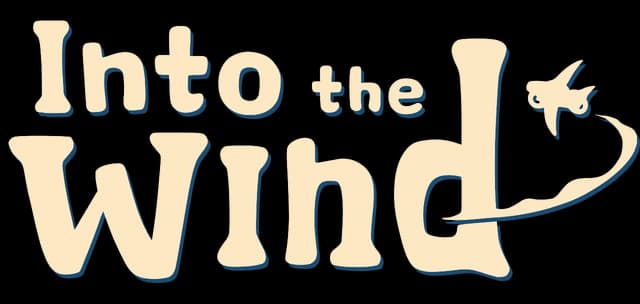 Into the Wind: Bold rounded serif letters with blue drop shadow and plane swoosh.