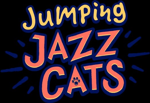 Curved, playful font with bold, outlined letters and paw print detail.