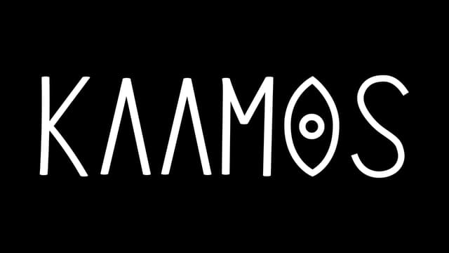 Bold, angular font with eye motif in rounded "O".