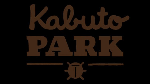 Retro script for top text, bold block letters below, beetle icon centered.