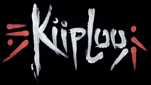 Kiipluu: White brushstroke lettering with ink smears, flanked by red claw marks.