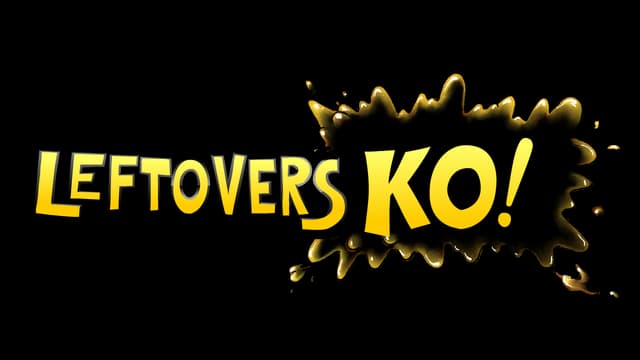 Stylized yellow text on black splatter background, bold and dynamic style.