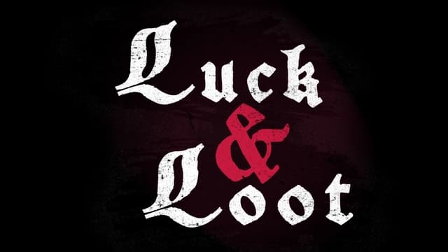 Gothic font with red "&" symbol, brushstroke elements, uneven edges.