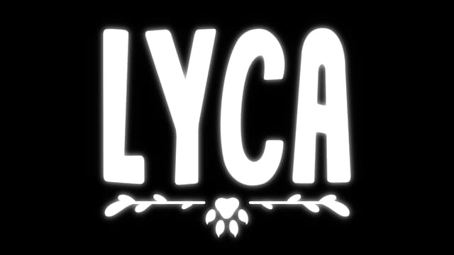 Blocky, angular white font with leaf cutouts; paw icon with leaf lines.