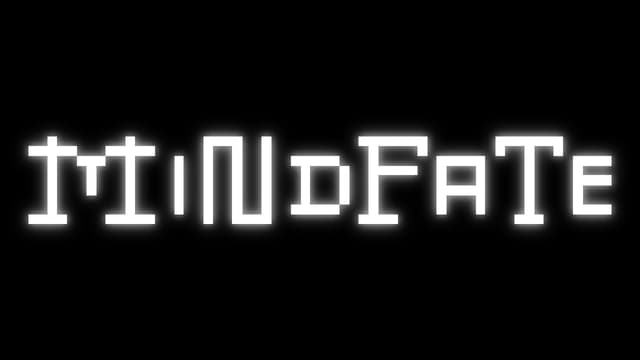 Glowing white font with straight lines and thick, connected letters.
