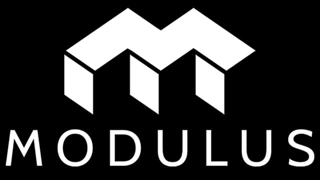 3D geometric "M" above bold letters with wide spacing, sleek and modern.