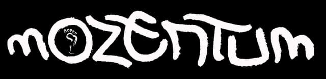 Mozentum: bold graffiti-style brush lettering with thick strokes and rough edges.