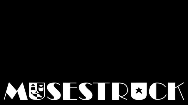 Stylized font with theater mask and star icons, unique character accents.