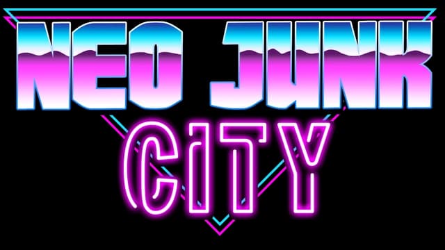 Bold, futuristic gradient lettering with a neon glow and sharp edges.