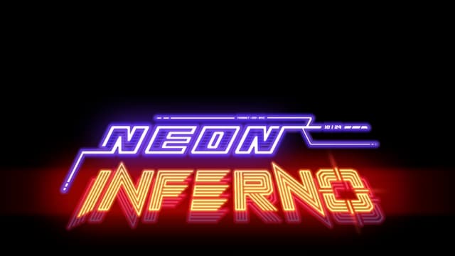 Neon glow text with angular, futuristic style and a mirrored reflection.