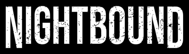 Nightbound: Bold condensed block lettering with distressed, weathered texture.
