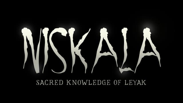 Dark, jagged font with organic, twisting extensions; glowing tips.