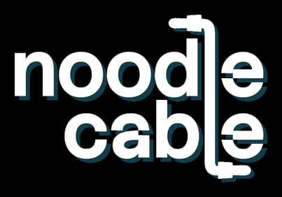 Noodle Cable: Bold rounded lowercase text with a vertical pipe-like bracket on right.