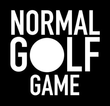 Normal Golf Game: Bold condensed sans-serif stacked text, golf ball replaces the O.